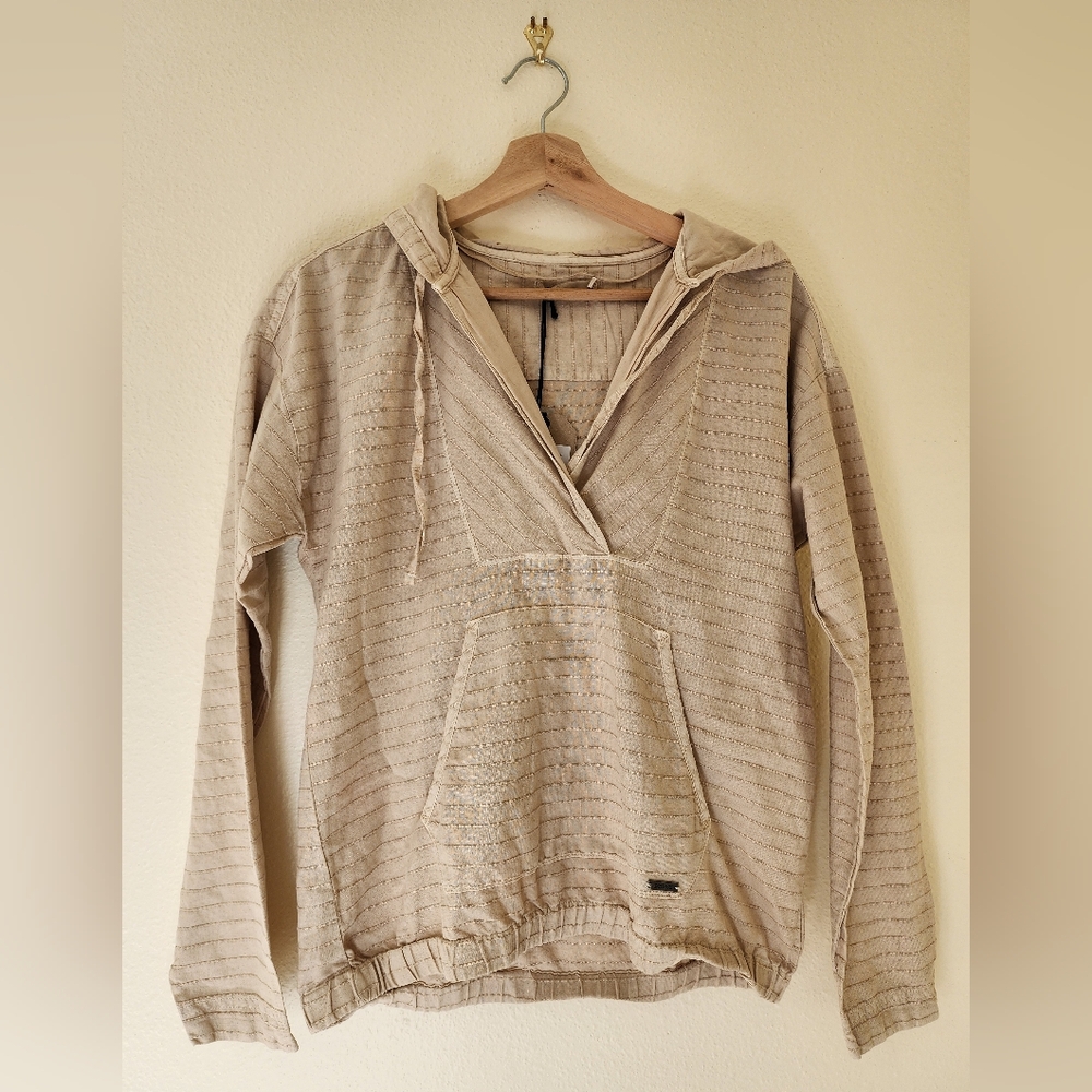 Prana Light Tan Striped Hoodie